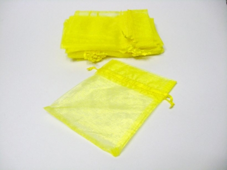 Organza Säckchen Gelb mit Zugband 12x 10 cm